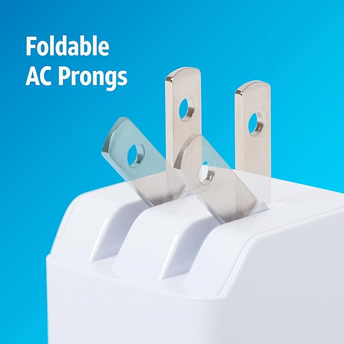 AT&T USB-C Fast Charging Wall Charger Cube Foldable Power Adapter Plug Brick Compatible w/iPhone 15/16/Plus/Pro/Pro Max, Galaxy S25/S24/Plus/Ultra 20W White