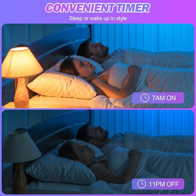 RGBCW Rechargeable Battery Operated Light Bulbs, E26 Detachable LED Bulb with Remote Control, 40W Equivalent, 500Lum, 3 Color Temperatures, 15 RGB, Emergency Light Bulbs for Home, Outdoor, 4 Pack