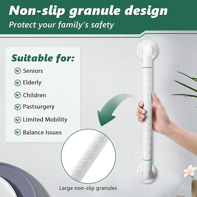 Grab Bars for Shower,2 Pack 20 Inch Shower Handle Bath Grab Rails with Anti-Slip Grip and Safety Luminous Circles,Stainless Steel Bath Handle Bathroom Grab Bar for Seniors, and Disability.