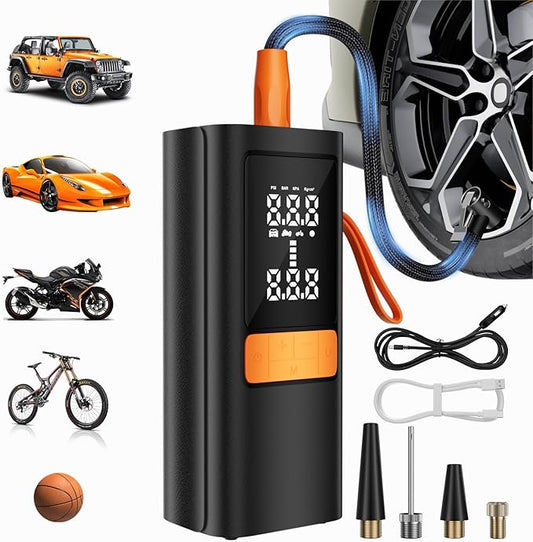 Tire Inflator Portable Air Compressor - 150PSI Air Compressor with Tire Pressure Gauge, 15000mAh & 3X Faster Portable Air Pump for Cars, Bikes & Motorcycle Tires, Balls, Car Accessories