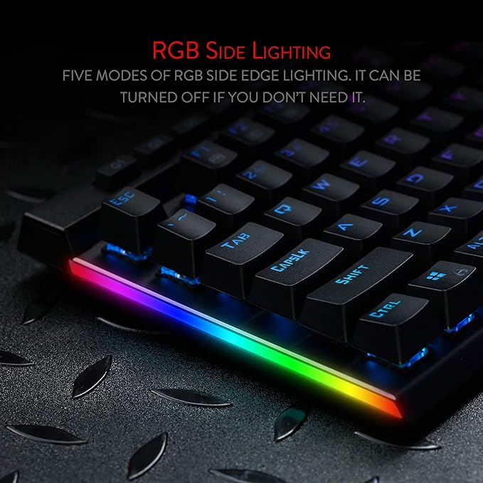 Redragon K580 VATA RGB LED Backlit Mechanical Gaming Keyboard with Macro Keys & Dedicated Media Controls, Hot-Swappable Socket, Onboard Macro Recording (Blue Switches)