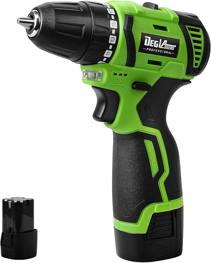 16.8V Cordless Drill, DEGLASERS Electric Power Drill with Battery and Charger, 3/8”Keyless Chuck, 2 Variable Speed, 20+1 Torque Setting for Man/Women Home Use