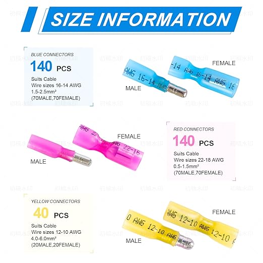 320PCS Heat Shrink Bullet Connectors kit, Male & Female Bullet Terminals, Insulated Waterproof Wire Connectors, Marine Grade Electrical Connectors