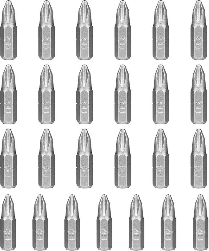 HPHOPE PH2 Screwdriver Bit Set, Phillips #2 Bits 1/4" Hexagon Bit (Length: 1", 25 Pack)