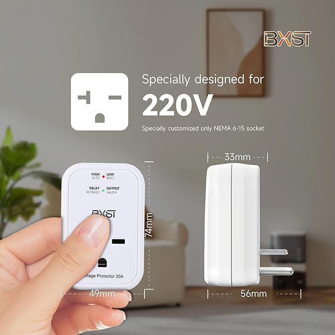 BXST 220V Surge Protector Electronic Voltage Protector for Home Appliance Surge Protector for Refrigerators One Outlet Plug 20A,4400W, White