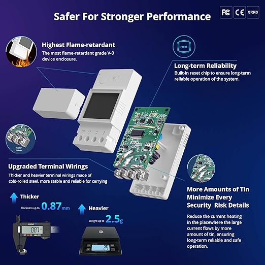 SONOFF POWR316D Elite 16A WiFi Smart Power Meter Switch Smart WiFi Wireless Light Switch with Energy Monitoring,Universal DIY Module for Smart Home, Works with Amazon Alexa & Google Home