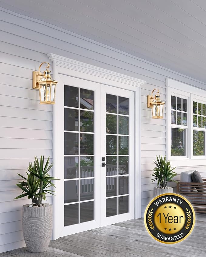 VIANIS Outdoor Wall Lights, Motion Sensor Exterior Light Fixtures Wall Mount, Waterproof Modern Gold Outside Front Porch Light, Anti-Rust Aluminum Outdoor Wall Sconce for House Garage 2 Pack