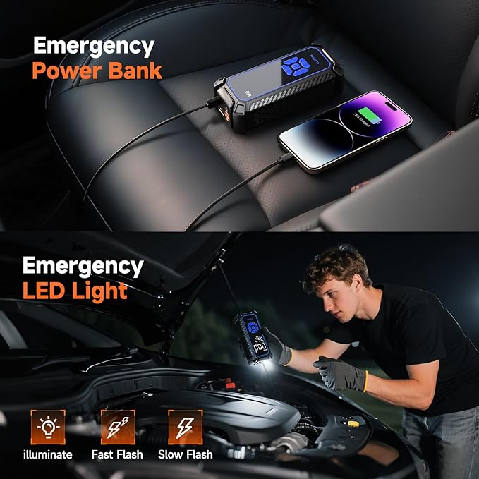 OlarHike Cordless Tire Inflator Portable Air Compressor, Ultra Fast Inflation, Air Pump for Car Tires, Pickup Truck, Motorcycle, Bicycle, Balls, Electric Pump with LED Light & Digital Pressure Gauge