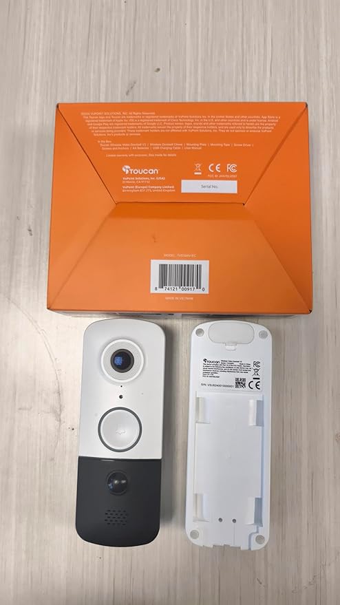 TOUCAN Doorbell Camera, Video Doorbell with Chime, 2-Way Talk, 2.4Ghz WiFi, Night Vision, PIR Motion Detection, Compatible with Alexa and Google Assistant, Indoor Outdoor Surveillance