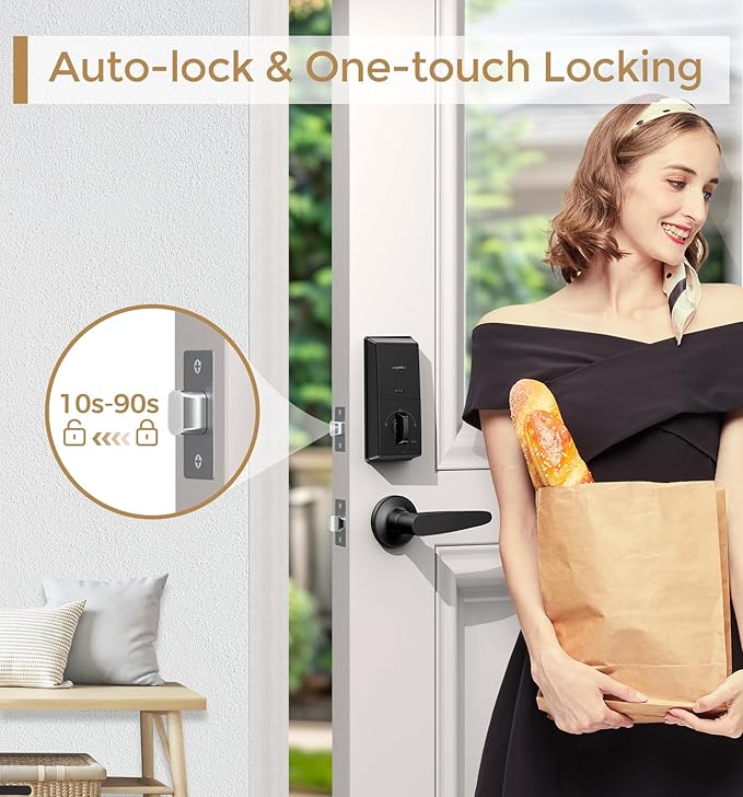 Keyless Entry Door Lock with 2 Handle Set - Smart Electronic Keypad by App - 100 User Codes & One-Time Passcode - Front Door Lock Set - Auto-Lock Front Door - Easy Install