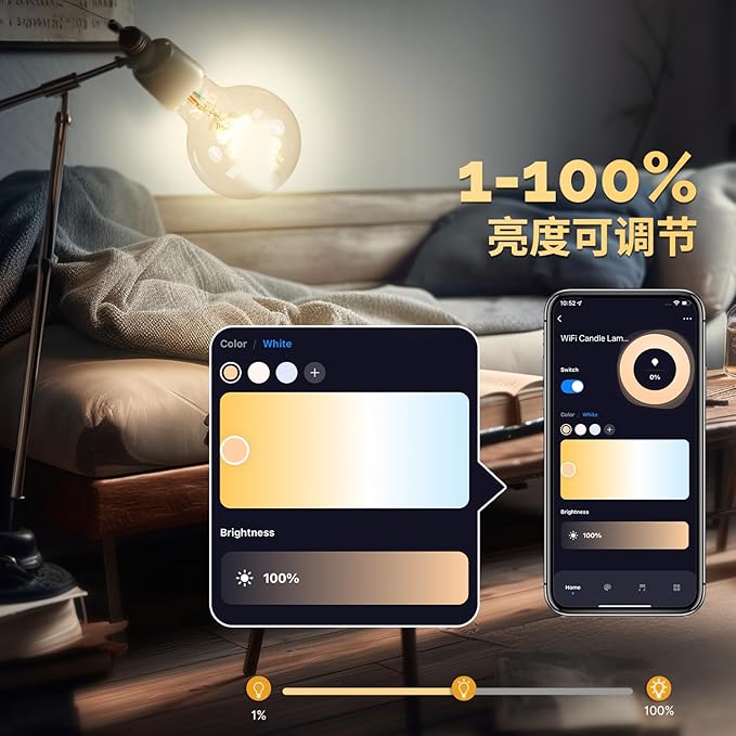 MOES Smart G80 Edison LED Light Bulbs, Color Changing WiFi G25 Smart Bulbs, 2700K-6500K CW& RGB Dimmable, Smart Life Remote Control, Work with Alexa/Google Home, 450lm 5W (50W Equivalent) 2 Pack