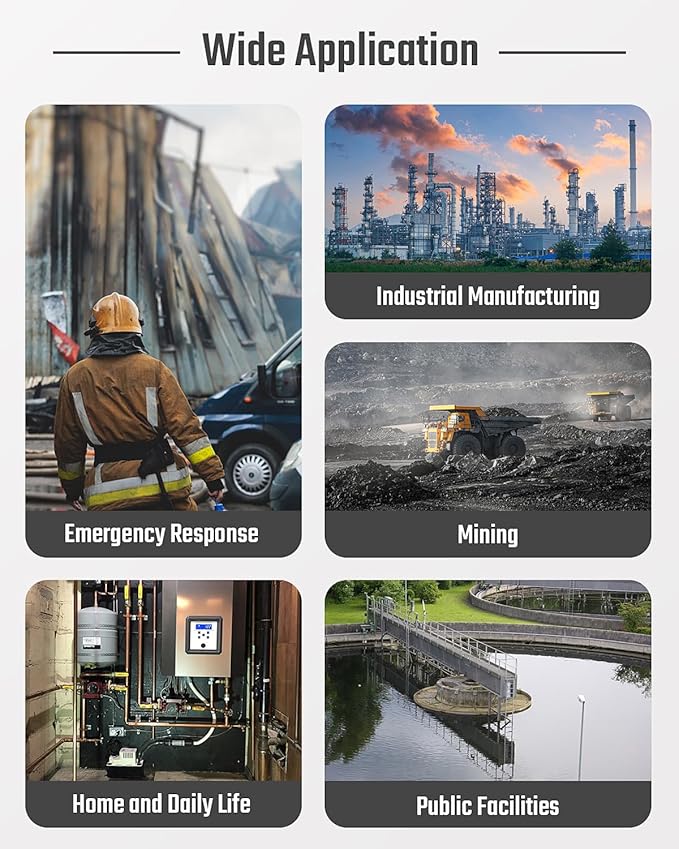 Guard-101 4 Gas Monitor Multi Detector for H2S, CO, LEL, and O2, with Vibration, Visual, and Audible Alarms, 14h Long Battery Life, Safety Explosion-Proof, for Work, Home - Green