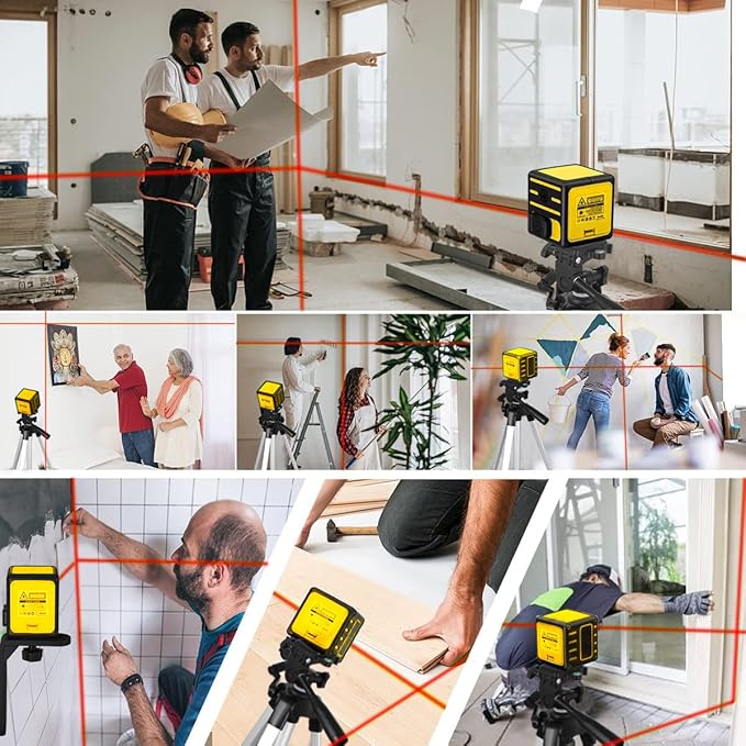 Laser level with Tripod Self Leveling, Cross Line Laser with Tilt Mode, 47 inch Tripod for Picture Hanging Construction Floor Tile Wall, 3 AAA Batteries Included