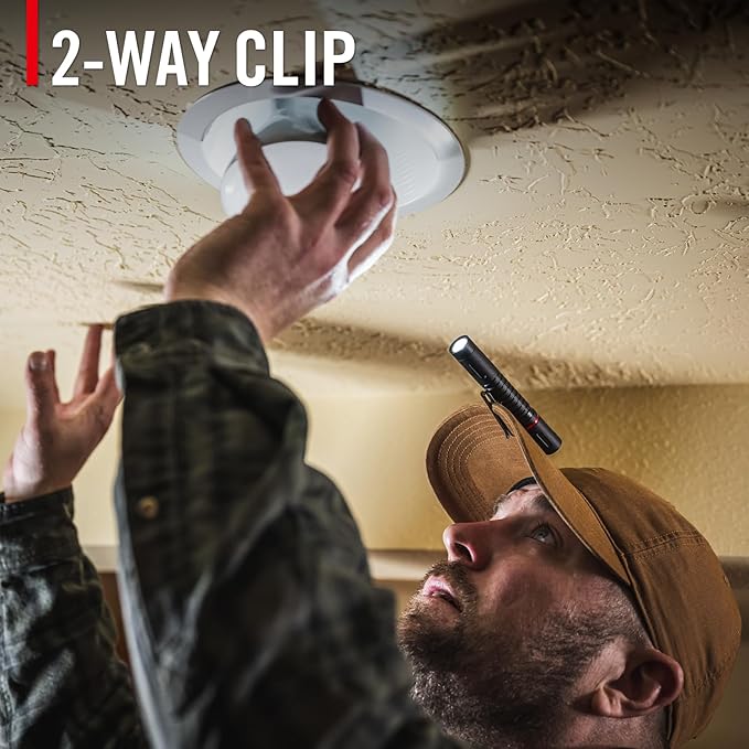 COAST XT10R 280 Lumen USB-C Rechargeable Pocket Flashlight/Penlight with TWIST FOCUS and Two-Way Clip, 3 Bite Caps included, Pocket Size for EDC, Work and Emergencies, BLACK