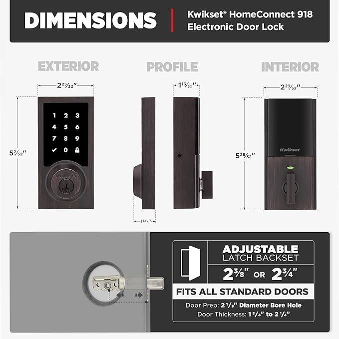 Kwikset HomeConnect 918 Contemporary Z-Wave Long Range Enabled Touch Screen Lock Works with Ring Alarm, Samgsung SmartThings Hub Required, Sold Seperatedly in Venetian Bronze