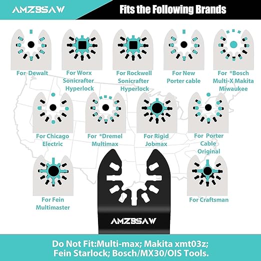 16 PCS Titanium Oscillating Saw Blades Metal Cutting, Multitool Blades for Soft Metal Nails Hard Material and Wood Plastic, Multi Tool Blades Kits Fit Dewalt Ryobi Bosch Milwaukee
