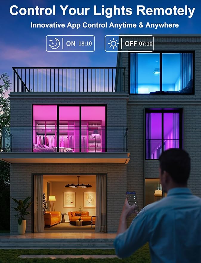 Vinaco A19 Smart LED Bulb 9W 800LM, 60W Equivalent, RGB Color Changing Light Bulb Work with Alexa & Google Assistant, WiFi Bluetooth Light Bulbs E26 Base, Smart A19 Dimmable Light, No Hub Needed