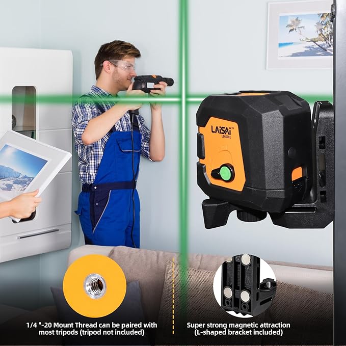 Laser Level, 100FT Self Leveling Laser Level,Single Laser Module, Suitable for Hanging Paintings, Tiling, Decoration and DIY Interior Construction(Laser:Class IIIa, 1.0mW -1.3MW)