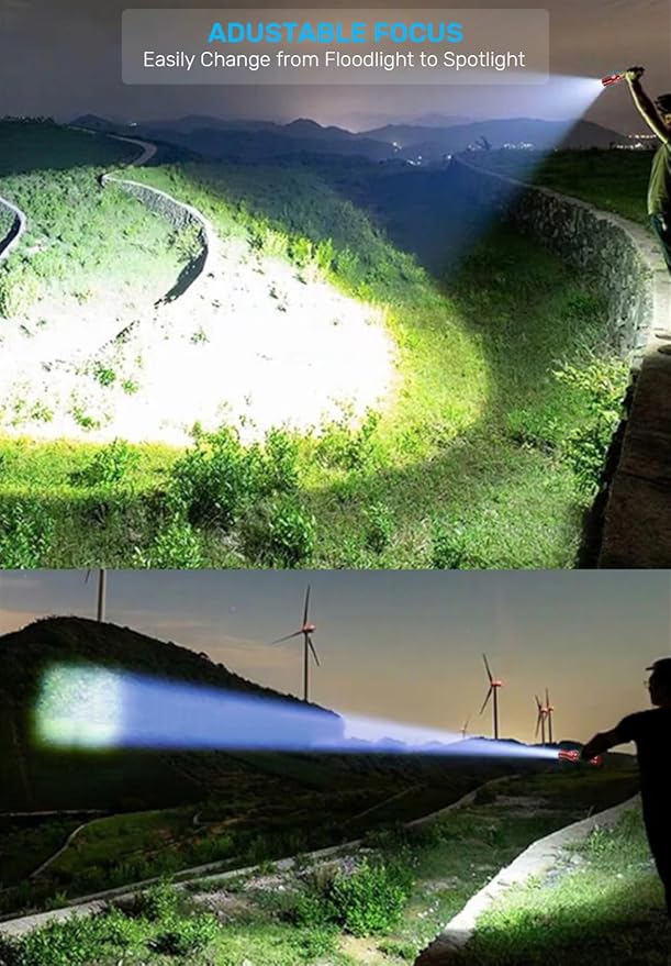 Rechargeable LED Flashlights, Magnetic Flashlight Tactical Super Bright with SideLight,USB Rechargeable,Zoomable,Waterproof Best Small Flash Light for Camping, Emergency Red