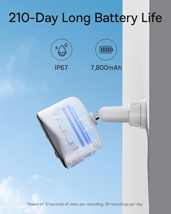 Baseus Wireless Outdoor N1 Add on Security Camera, Requires H1 HomeStation, 2K HD Clarity, 210-Day Battery Life, No Monthly Fee, 145° FOV, Color Night Vision and IP67