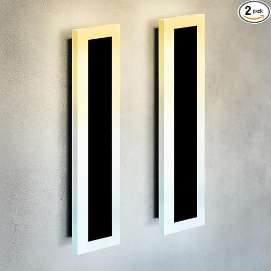 ASD LED 24" Long Wall Mount Light Fixture, Outdoor & Indoor Linear Sconce | 3CCT, Dimmable, Waterproof, Anti-Rust, ETL Listed | 24W 2000LM 3000-5000K 100-277V | Exterior Porch Lighting | Black, 2 Pack
