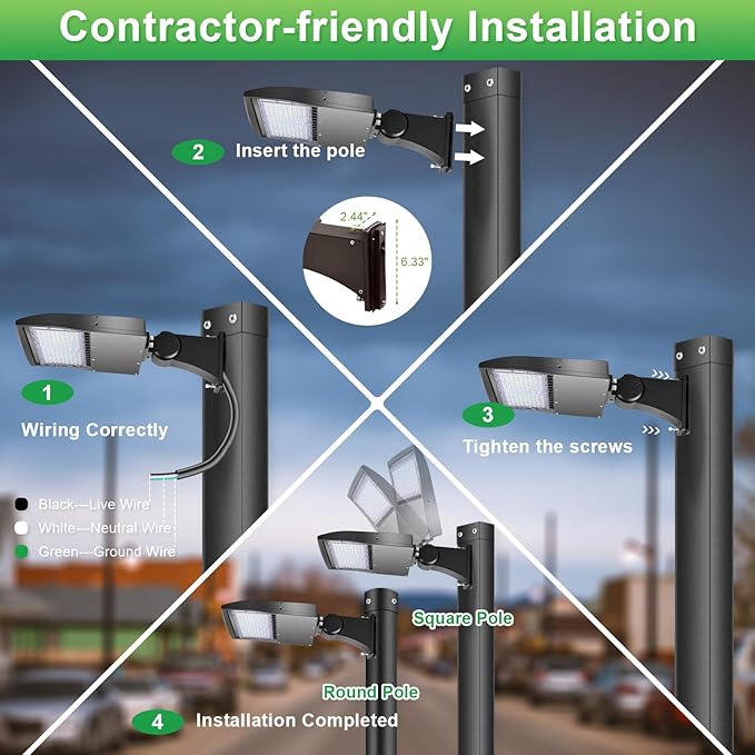 480V 150W LED Parking Lot Light, 5000K 21000LM LED Shoebox Area Light (500W HID/HPS Equiv.) with Direct Arm Mount, Dimmable Commercial Street Lighting with 20KV Surge Protection, UL DLC Listed