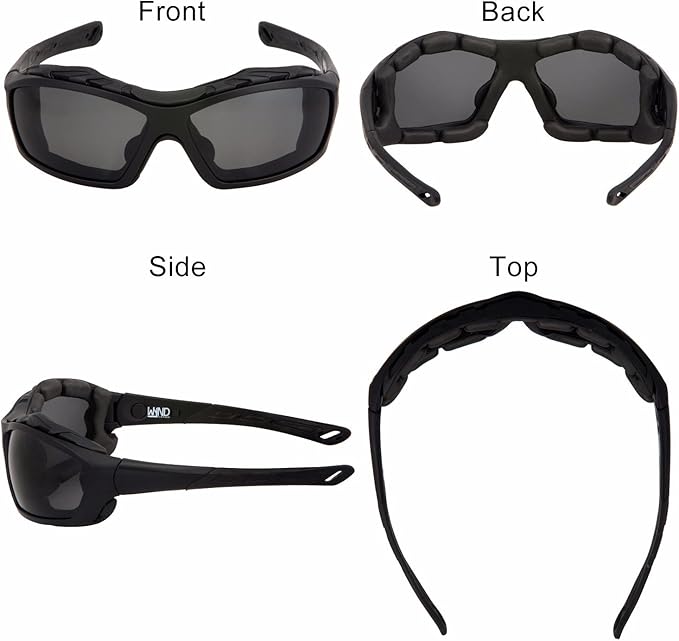 WYND Blocker Motorcycle Riding Glasses Extreme Sports Wrap Sunglasses (Black/Smoke)