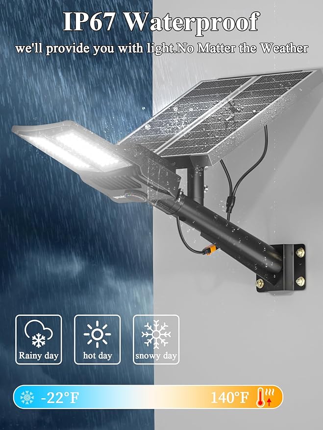 Ofuray OL-7500W Solar Street Lights Outdoor,Parking Lot Lights Commercial Dusk to Dawn,30,000mah Big Power Solar Security Flood Remote Control with Motion Sensor for Street,Yark,Court