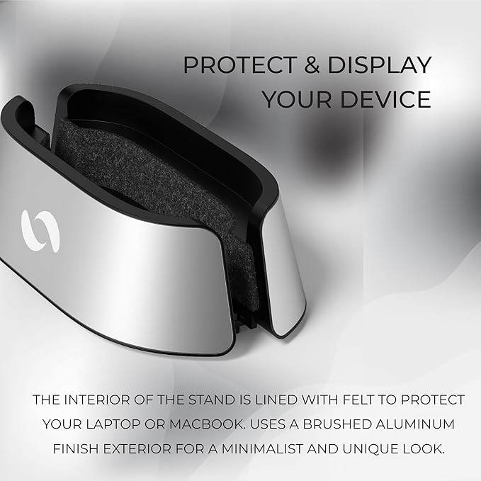 HumanCentric Vertical Laptop Stand in Silver Aluminum, Upright Adjustable Holder and Dock, Laptop Vertical Stand Fits MacBook Pro and Other Laptops .5" to 1.5", Clamshell Compatible