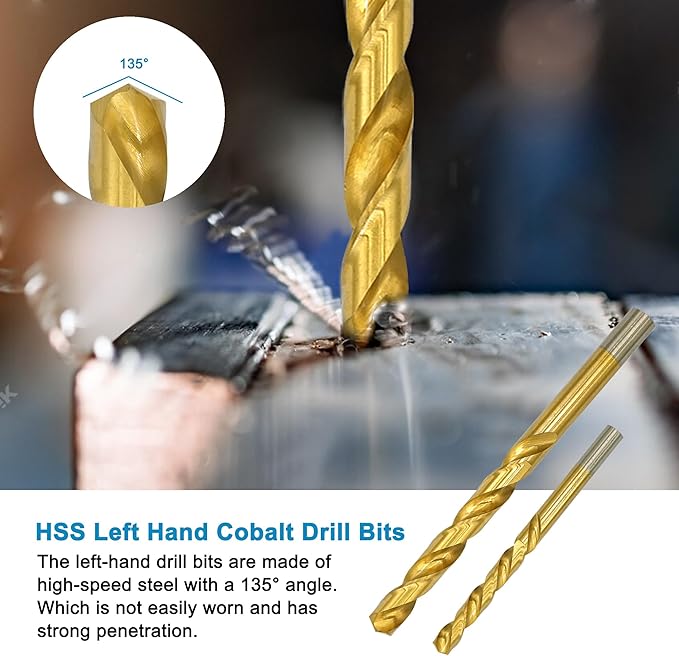 Screw Extractor Set, 26 Pieces Bolt Extractor Kit & Left Hand Drill Bit Kit, Easy Out Bolt Extractor Set with Hex Adapter for Broken, Damaged, Rusted, Rounded-Off Bolts, Nuts & Screws