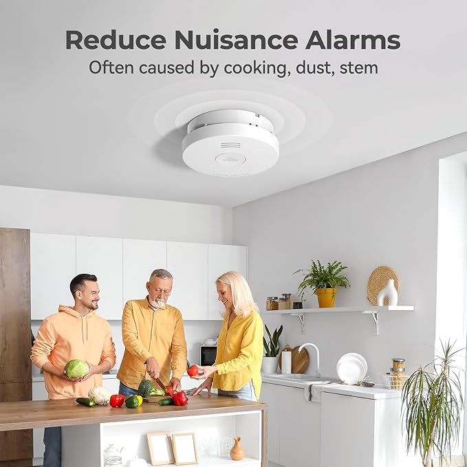 SITERLINK Smoke Detectors 10 Year Battery Operated,UL217-9th Listed Smoke Alarm with Test-Silence Button,Photoelectric Sensor Fire Alarms Smoke Detectors with LED Lights for Home, GS525A (10 Pack)