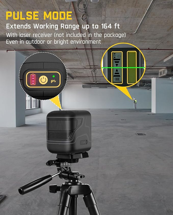 Fanttik D2 Pocket Green Laser Level, 100 ft Self-Leveling Cross Line Laser, Type-C Rechargeable, Rotatable 360 Degree, Pulse Mode, Magnetic Bracket, Carrying Pouch, for Picture Hanging and Home DIY