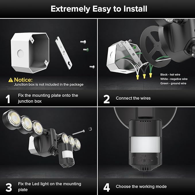 SANSI 55W 7000LM Motion Sensor Outdoor Security Lights, Super Bright 5000K Dusk to Dawn Flood Light, 320° Beam Angle, Best Outdoor Lights for Yard, IP65 Waterproof, ETL Listed, Black