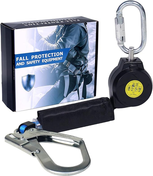 6FT Self Retracting Lifeline Fall Protection Retractable Lanyard, Fall Arrest Safety Yoyo for Construction Industrial - OSHA/ANSI Compliant (Large Hook)