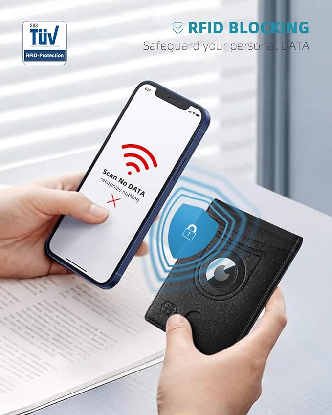 Zitahli Men's Wallets Airtag Holder Slim Rfid Leather with Gift Box