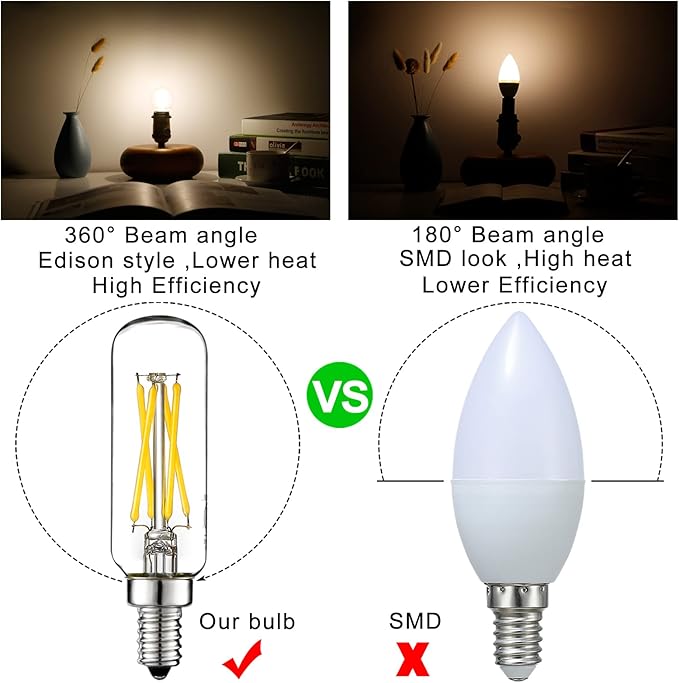 LiteHistory E12 led Bulb 6W Equivalent E12 Candelabra Bulb 60 watt Neutral White 4000K AC120V 600LM Dimmable T6 T25 for Chandeliers,Ceiling Fan and Wall sconces Pack of 6