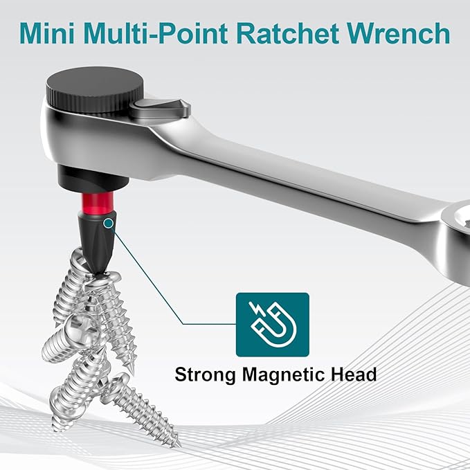 46Pcs Magnetic Drill Bit Set, S2 Steel Screwdriver Impact Bits Kit with 1Pc Magnetic Bit Holder & Mini Ratchet Wrench, Used for Power Screwdrivers and Electric Drill Drivers
