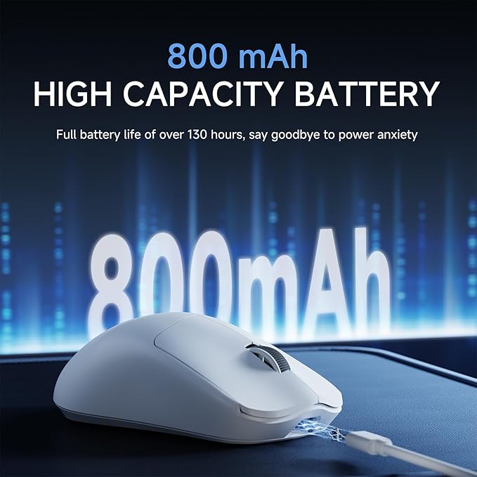 EWEADN X23Pro Wireless Gaming Mouse, 2.4G/BT5.0/USB-C Esports Gaming Mouse, 49g Lightweight Mouse Gaming, 12000 DPI Wireless Mouse with 6 Programmable Buttons,for Laptop/PC/Mac, White