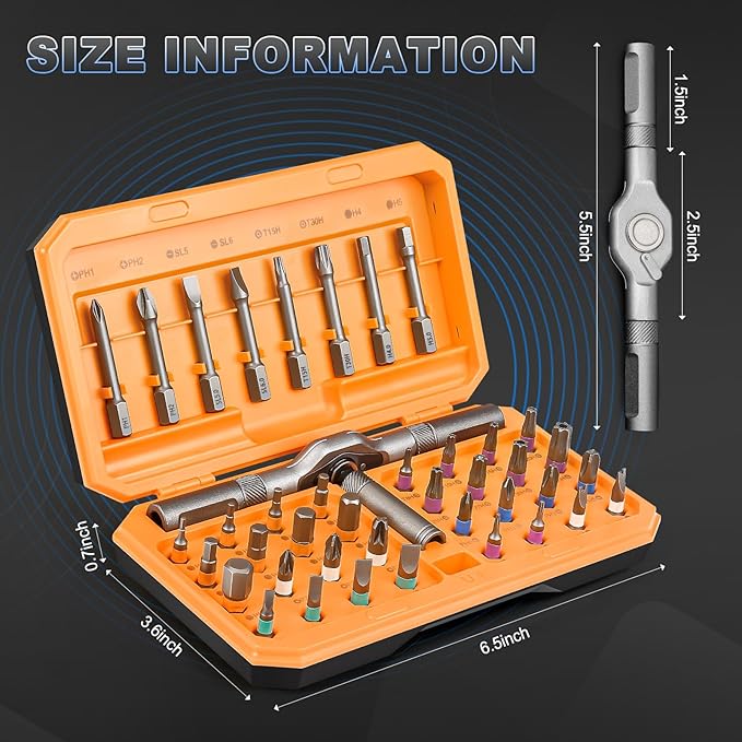 42 in 1 Magnetic Ratchet Screwdriver Set with Ratchet Handle, Complete Repair Kit for Furniture Assembly, Electronics, Bicycle Maintenance and DIY