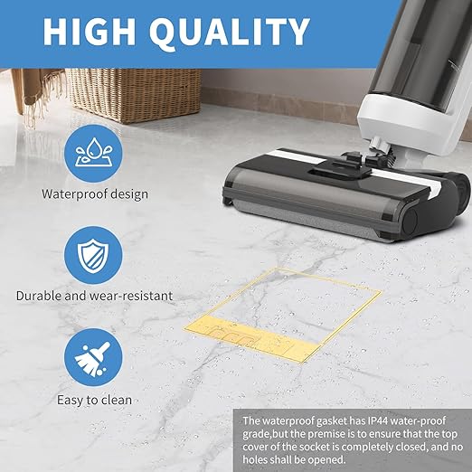 Vagueior Recessed Flat Hidden Floor Electrical Outlet Kit,Hidden Duplex 15A Tamper-Resistant Receptacle Outlet and 2.1A USB Port，Waterproof Electrical Outlet Covcer Box,Gold