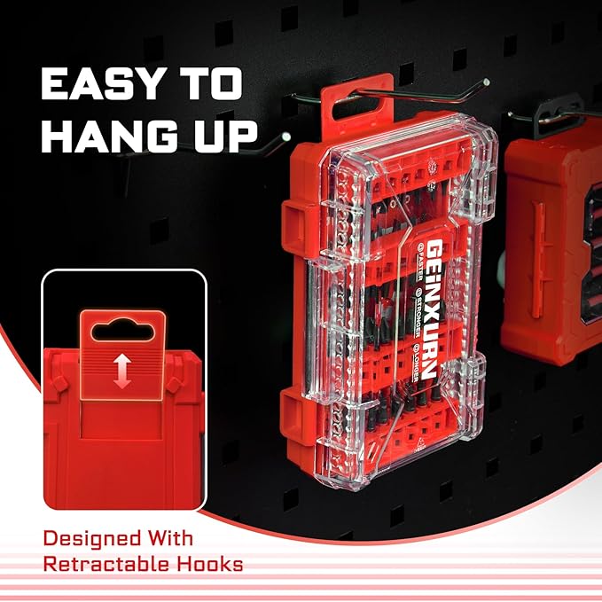 49Pieces Impact Screwdriver Bits Set, Magnetic S2 Steel Phillips/Slotted/Square/Torx Insert Power Bits Tips, Impact Bit Holder with Red Storage Box Case