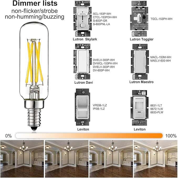 LiteHistory E12 led Bulb 6W Equivalent E12 Candelabra Bulb 60 watt Neutral White 4000K AC120V 600LM Dimmable T6 T25 for Chandeliers,Ceiling Fan and Wall sconces Pack of 6