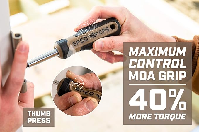 Spec Ops Tools Multi-Bit Screwdriver, 6-in-1, Magnetized Double-Sided Bits, Cr-Mo Steel Shaft, 3% Donated to Veterans