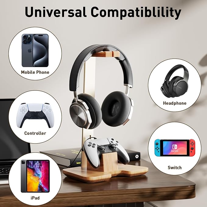 Controller and Headphone Stand for Desk Gaming Desk Accessories Controller and Headphone Holder Headset Holder Headset Stand