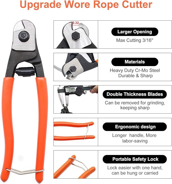 BLIKA 10 Ton Hydraulic Crimping Tool and Cable Cutter, Hydraulic Wire Battery Cable Lug Terminal Crimper Crimping Tool with 11 Dies, Wire Swaging Tool for 1/8" to 3/16" Cable Railing Hardware
