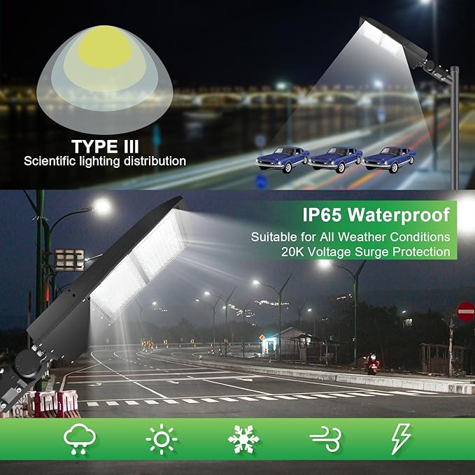 480V 150W LED Parking Lot Light, 5000K 21000LM LED Shoebox Area Light (500W HID/HPS Equiv.) with Slip Fitter Mount, Dimmable Commercial Street Lighting with 20KV Surge Protection, UL DLC Listed