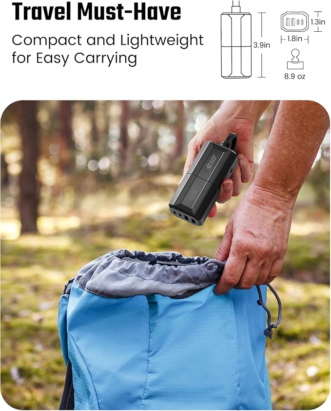 SUPERDANNY Detachable Travel Power Strip,45W USB Fast Charge,2 USB-C & 2 USB-A with 3 Outlets Flat Plug Extension Cord 10ft,Portable Charger for Travel Essentials for Travel Cruise Home, Black