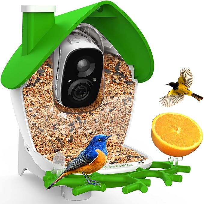 birdsnap® MON - Bird Feeder with Camera, 2K Detachable Video Bird Feeder Live with 32GB Card Fruit Fork, AI Identify Feather Species, Auto Record in Backyard, Ideal Gift for Birds Lover