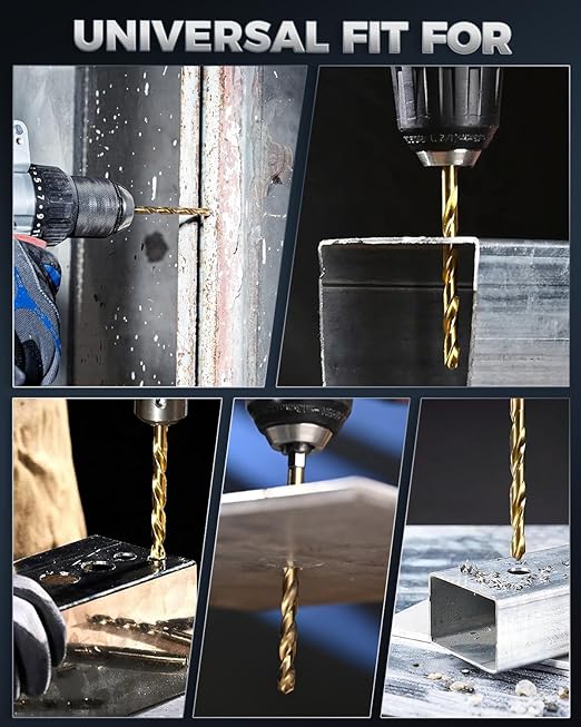 COMOWARE Titanium Impact Drill Bit Set - 30 Pcs Hex Shank HSS, Quick Change Design, 1/16"-1/2"