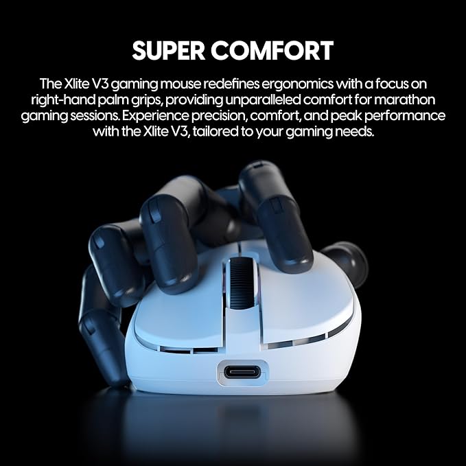 Pulsar Gaming Gears - Xlite V3 Medium Wireless Gaming Mouse, Ultra Lightweight 1.94 oz (55 g), Ergonomic, Optical Switches, PAW3395 Optical Sensor (Medium, Wireless, White)